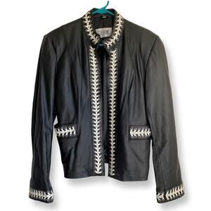 Vintage Guillaume Black Leather Jacket With White Laces